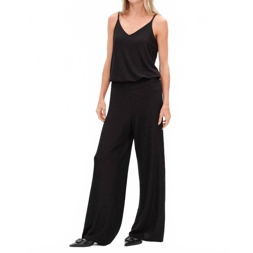 NEW SIX/FIFTY carol knit lurex jumpsuit in black